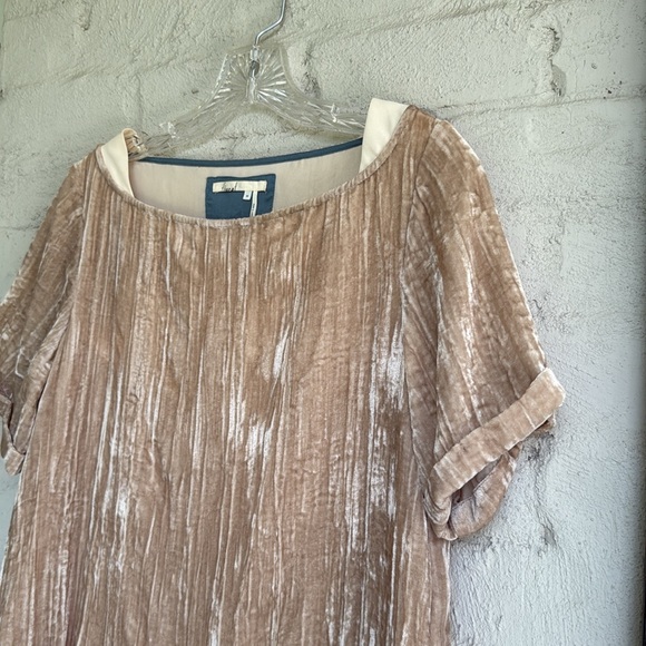 Anthropologie Floreat Champagne Crinkled Velvet Tunic Shift Dress Size XS - Picture 7 of 15